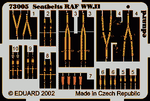 Ceintures de sécurité Eduard 73005 RAF Seconde Guerre mondiale 1/72