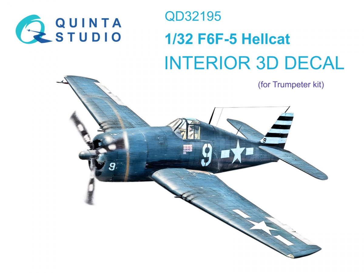 Intérieur imprimé en 3D et coloré sur papier décalcomanie Quinta Studio QD32195 F6F-5 Hellcat (Trumpeter) 1/32