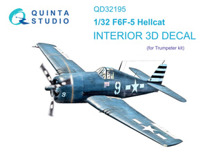 Intérieur imprimé en 3D et coloré sur papier décalcomanie Quinta Studio QD32195 F6F-5 Hellcat (Trumpeter) 1/32