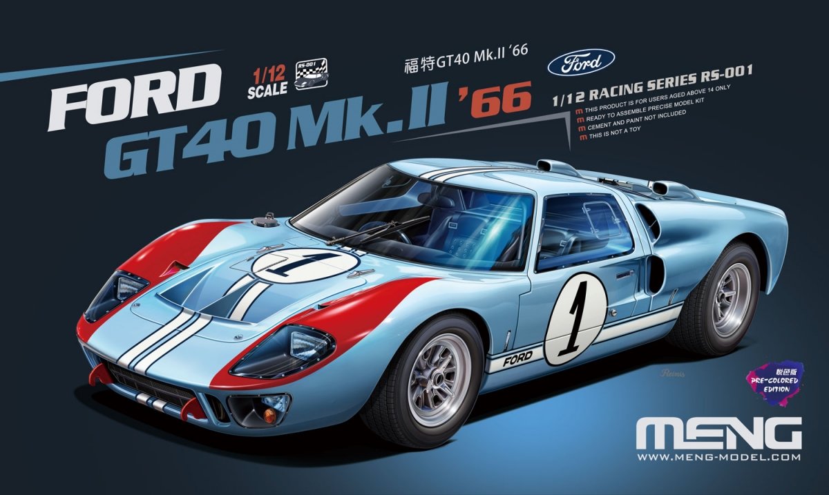 Maquette Meng RS-001 Ford GT40 Mk.II '66 (Édition pré-peinte) au 1/12