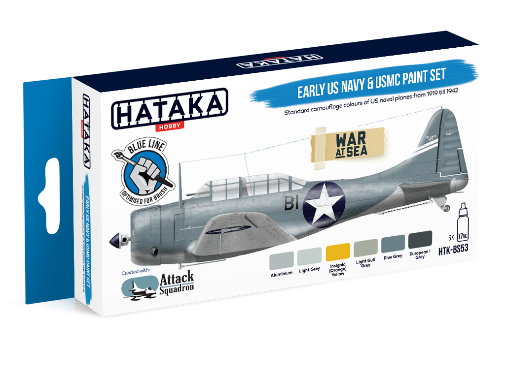 Ensemble de peinture Hataka HTK-BS53 pour les premiers US Navy et USMC (6 x 17 ml)