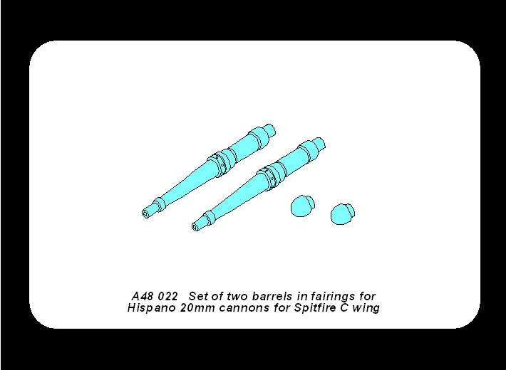 Aber A48 022 Ensemble de deux canons pour mitrailleuses Hispano de 20 mm destinées au chasseur britannique Spitfire (1/48)  – image 4