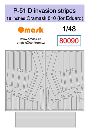 Bandes d&amp;#39;invasion Omask 80090 P-51 D 18 pouces - Oramask (pour Eduard) 1/48