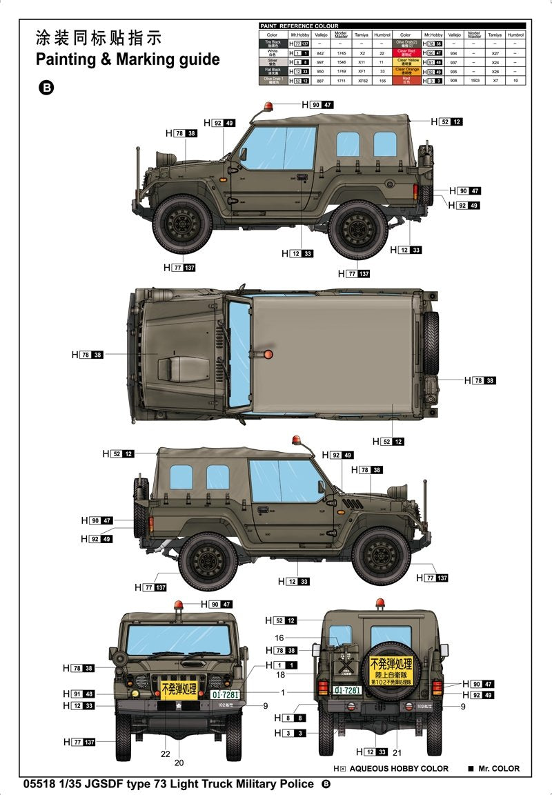Trumpeter 05518 Camion léger type 73 JGSDF (Police) 1/35 – immagine 4