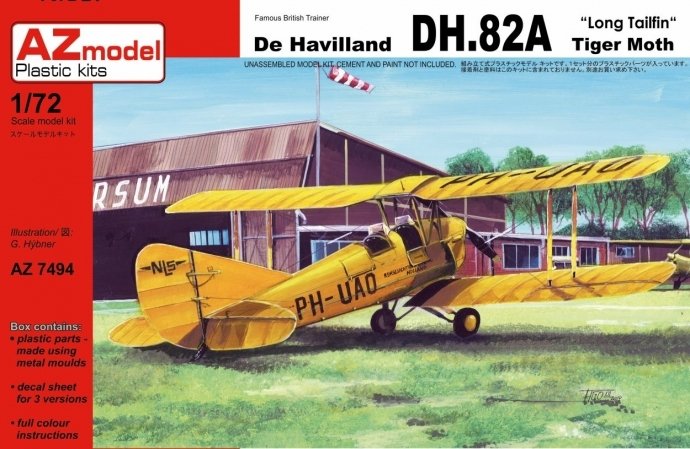 Maquette AZ7494 De Havilland DH.82A Tiger Moth Long Tailfin 1/72