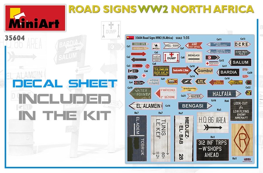 MiniArt 35604 Panneaux de signalisation routière Seconde Guerre mondiale Afrique du Nord 1/35  – immagine 2