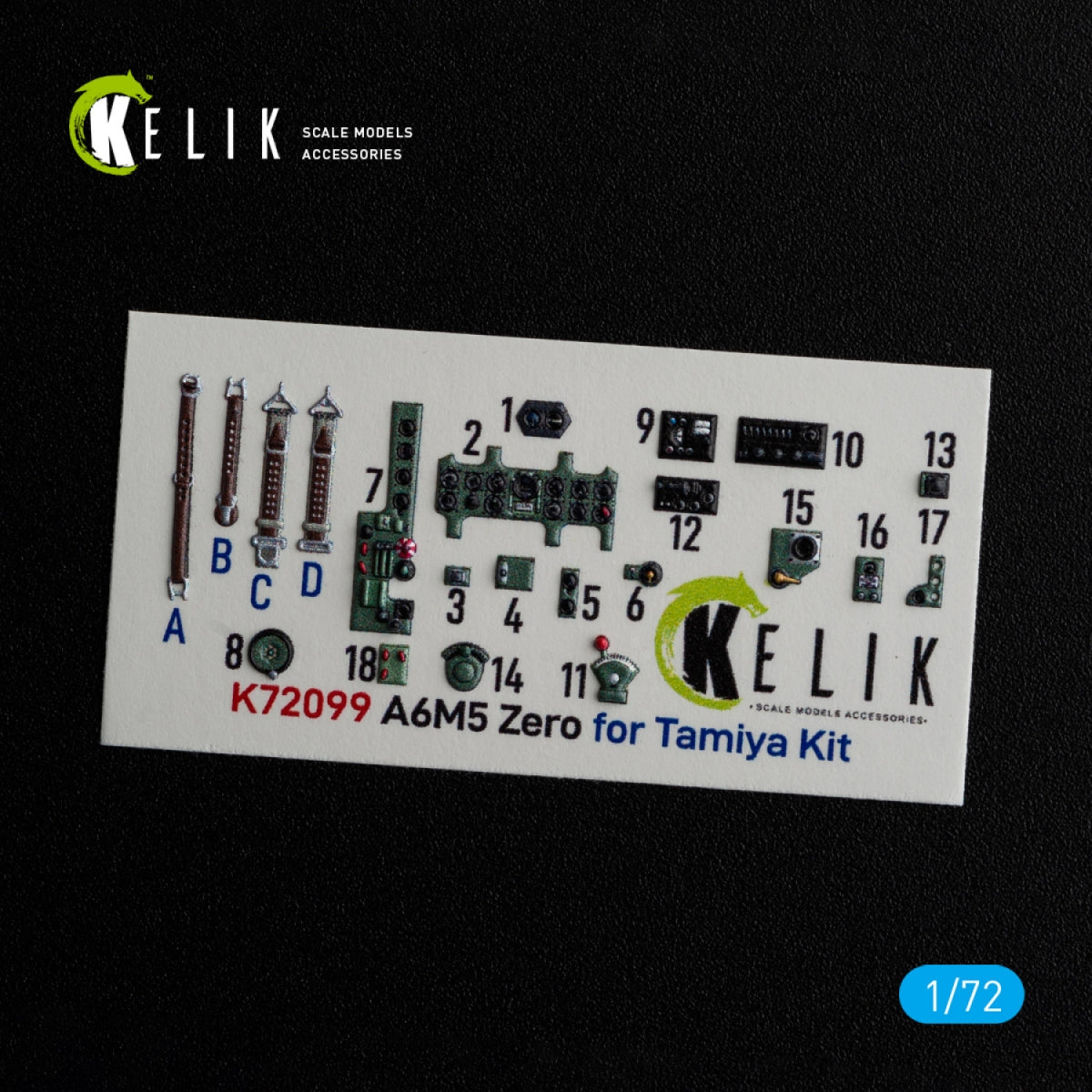 KELIK K72099 A6M5 Zero - interior 3D decals for Tamiya kit 1/72 – zdjęcie 2