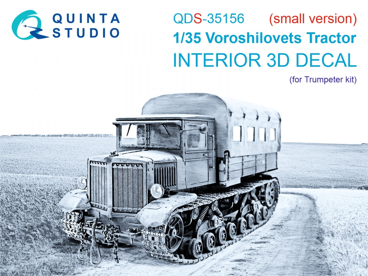 Quinta Studio QDS-35156 Voroshilovets Tractor 3D-Printed &amp; coloured Interior on decal paper (Trumpeter) (Small version) 1/35