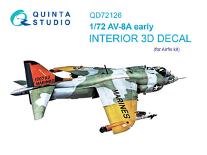 Intérieur coloré imprimé en 3D sur papier décalcomanie Quinta Studio QD72126 AV-8A (version initiale) (Airfix) 1/72