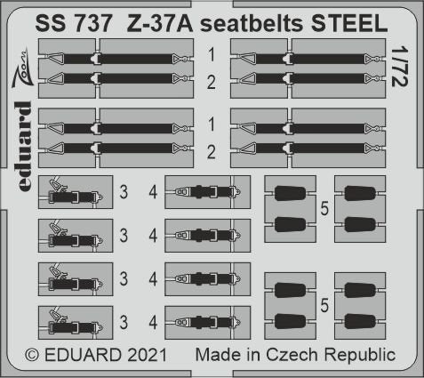 Ceintures de sécurité en acier Eduard SS737 Z-37A pour EDUARD 1/72