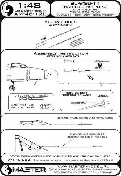 Master AM-48-120 Su-9 / Su-11 (Fishpot / Fishpot C) - Tubes pilotes et têtes de rails de missiles 1/48 – immagine 7