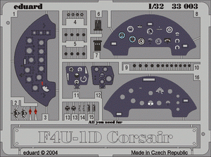 Tableau de bord Eduard 33003 F4U-1 TRUMPETER 1/32