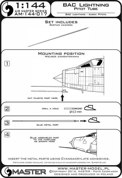 Master AM-144-017 BAC Lightning - Tube de Pitot 1/144 – immagine 3