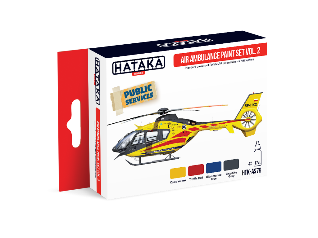 Kit de peinture pour ambulance aérienne Hataka HTK-AS79 (HEMS), volume 2, 4 x 17 ml