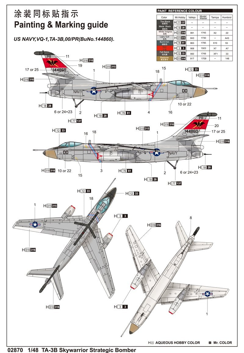 Trumpeter 02870 TA-3B Skywarrior Bombardier stratégique (1/48) – image 2