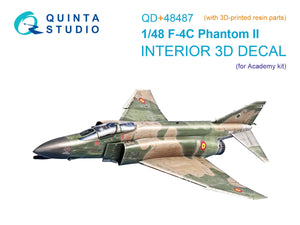 Quinta Studio QD+48487 F-4C Phantom II Intérieur imprimé en 3D et coloré sur papier décalcomanie (Academy) (avec pièces en résine imprimées en 3D) 1/48