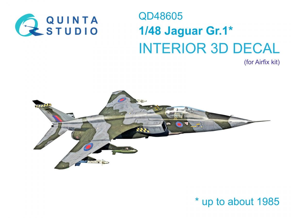 Intérieur imprimé en 3D et coloré sur papier décalcomanie Quinta Studio QD48605 Jaguar Gr.1 (Airfix) 1/48