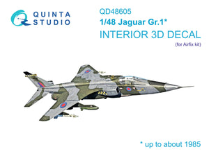 Intérieur imprimé en 3D et coloré sur papier décalcomanie Quinta Studio QD48605 Jaguar Gr.1 (Airfix) 1/48