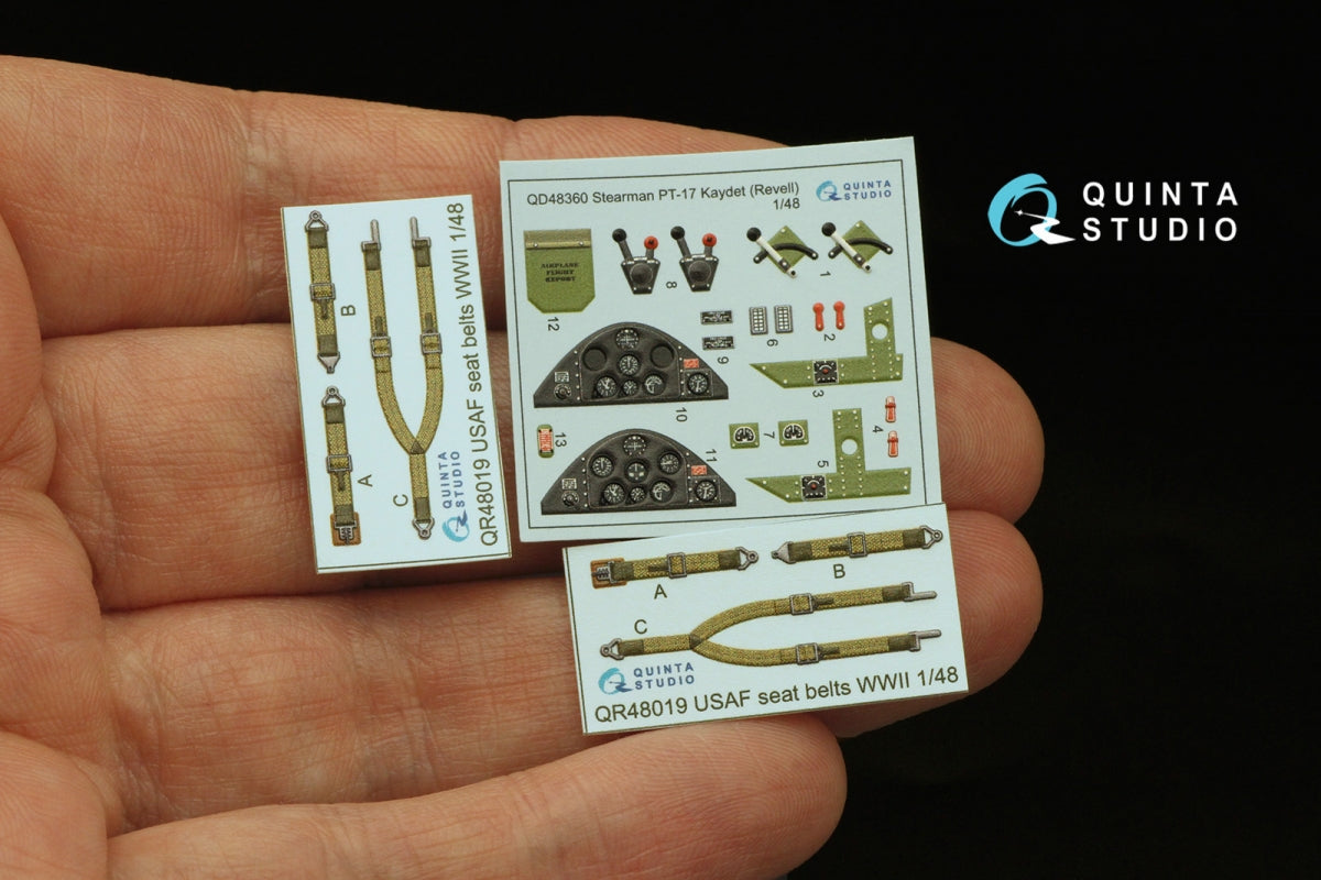 Intérieur imprimé en 3D et coloré sur papier décalcomanie Quinta Studio QD48360 Stearman Pt-17 Kaydet (Revell) à l&amp;#39;échelle 1/48 – Bild 4