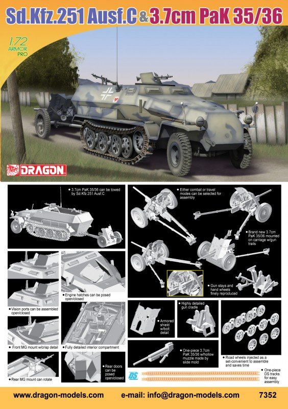 Dragon 7352 SdKfz.251,Ausf.C w.Pak35/36 1/72 – zdjęcie 2