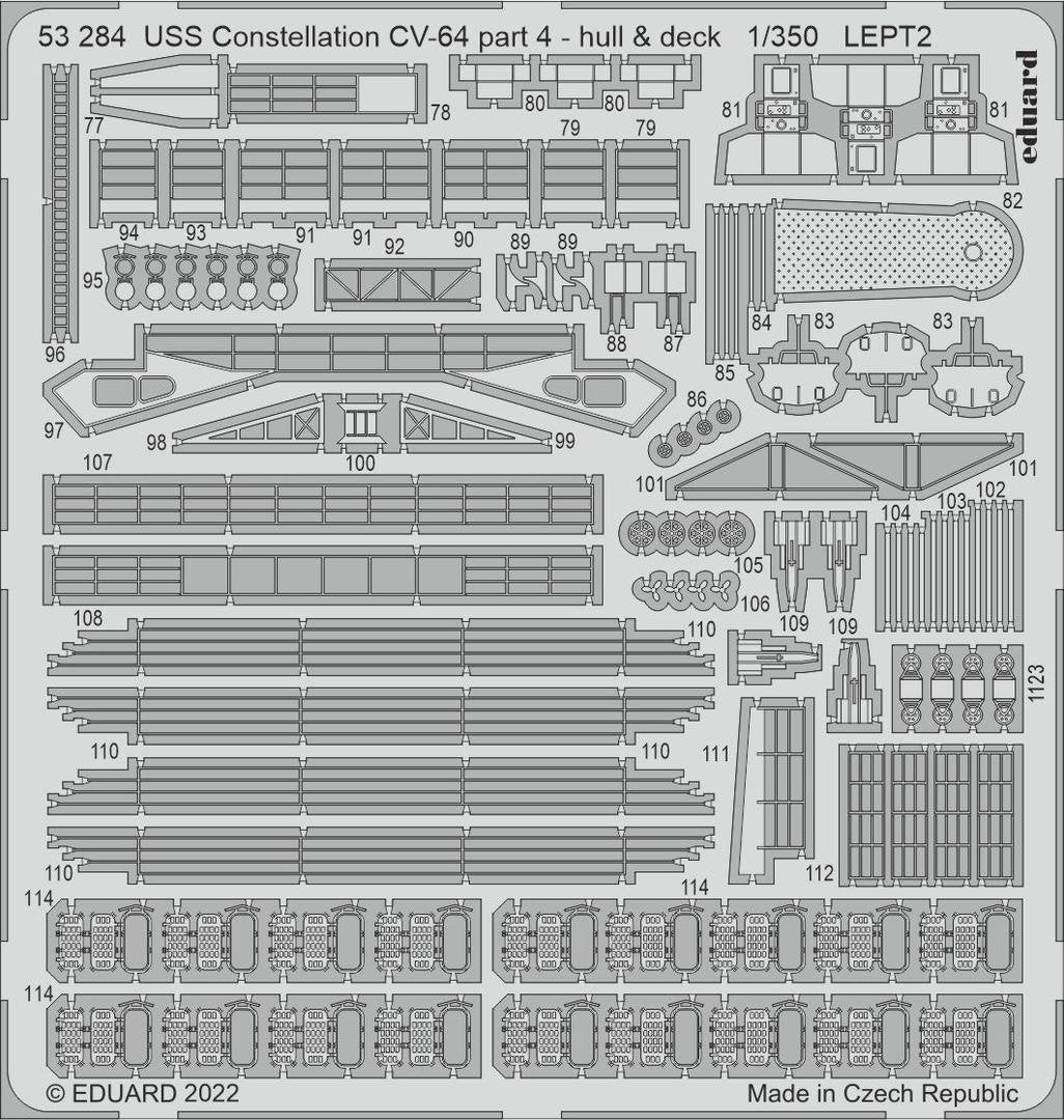Eduard 53284 USS Constellation CV-64 partie 4 - coque et pont TRUMPETER 1/350