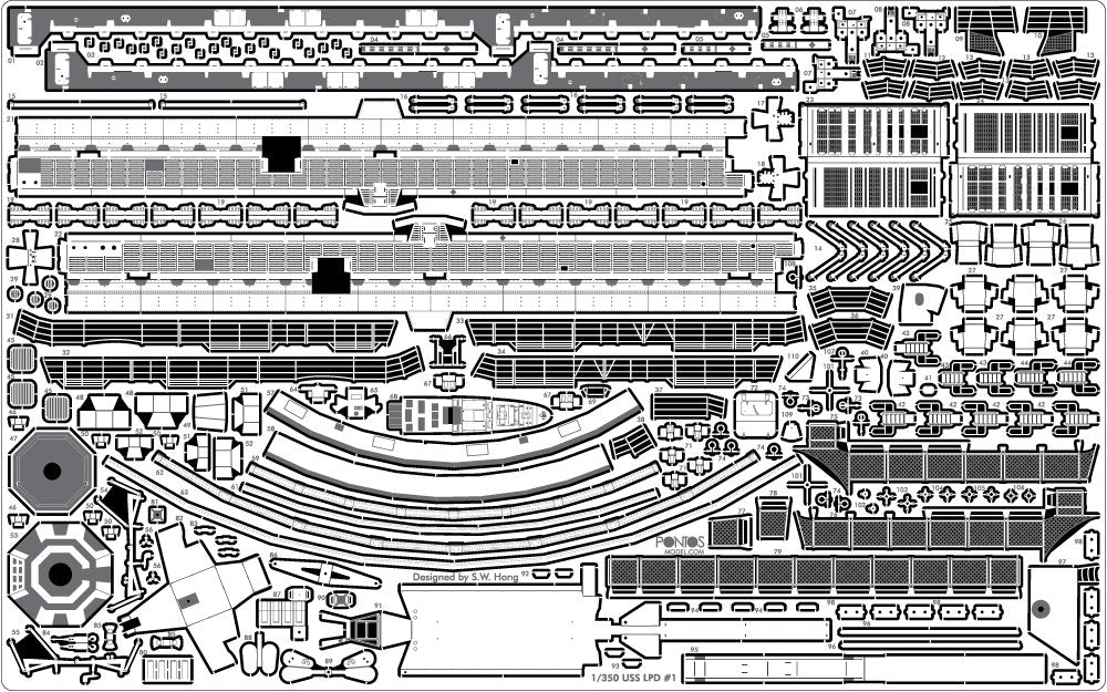 Pontos 35016F1 Ensemble de détails pour LPD de classe USS San Antonio (1/350) – imagen 12