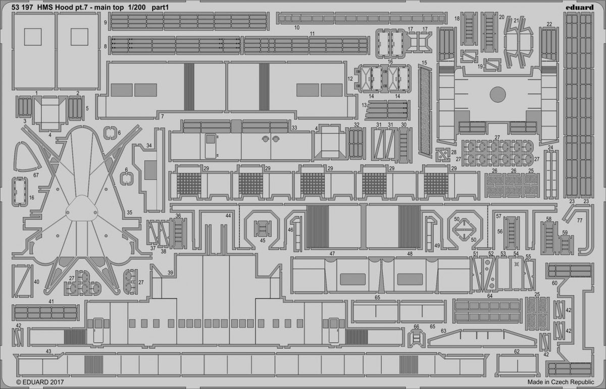Eduard 53197 HMS Hood pt. 7 partie supérieure principale TRUMPETER 1/200