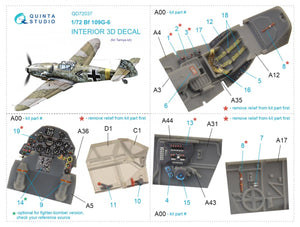 Intérieur imprimé en 3D et coloré sur papier décalcomanie Quinta Studio QD72037 Bf 109 G-6 (Tamiya) 1/72  – image 2