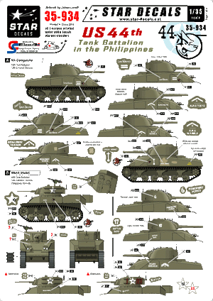 Star Decals 35-934 US 44TH CHAR BATTALION 1/35
