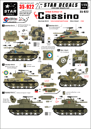 Star Decals 35-922 Blindés alliés à Cassino n° 1 1/35