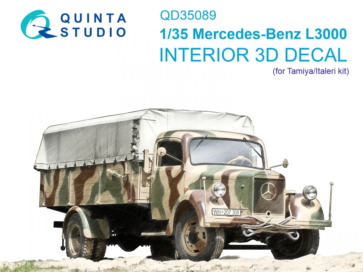 Intérieur imprimé en 3D et coloré sur papier décalcomanie Quinta Studio QD35089 Mercedes-Benz L3000 (Tamiya/Italeri) 1/35