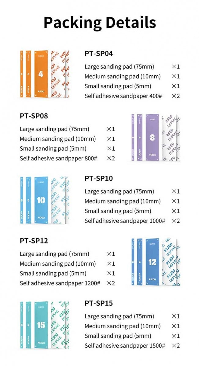 DSPIAE PT-SP04 Jeu de 3 tampons de ponçage acryliques n° 400 – Bild 2
