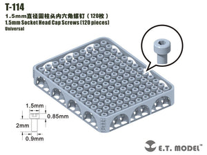 Vis à tête cylindrique creuse ET modèle T-114, 1,5 mm, 120 pièces
