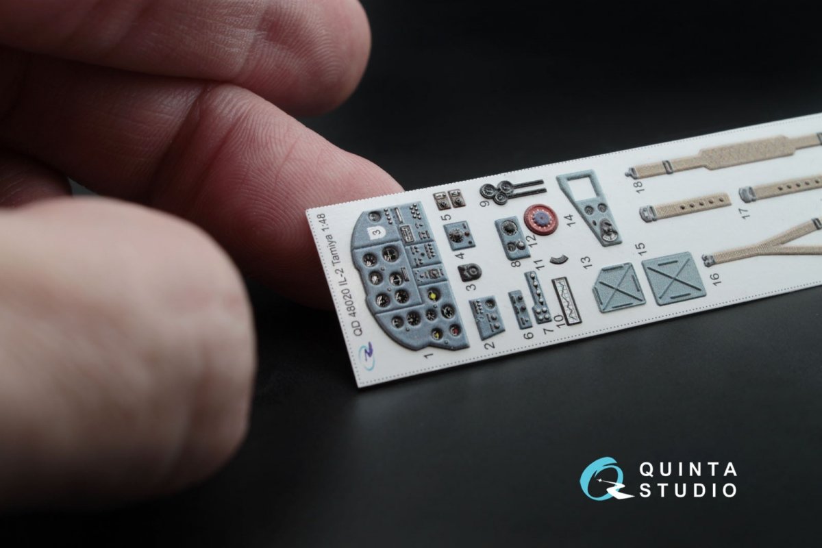 Intérieur imprimé en 3D et coloré sur papier décalcomanie Quinta Studio QD48020 IL-2 (pour maquette Tamiya) 1/48 – image 8
