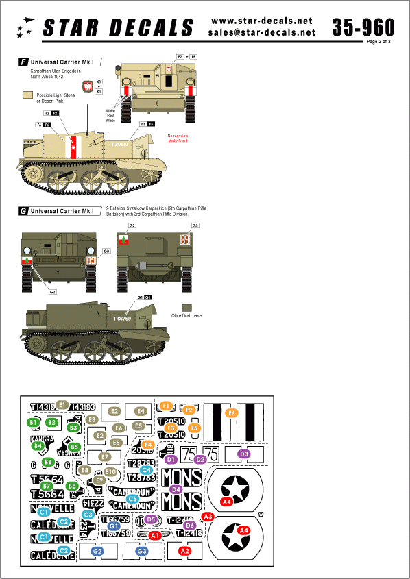 Star Decals 35-960 Universal Carriers Mk I 1/35 – immagine 2