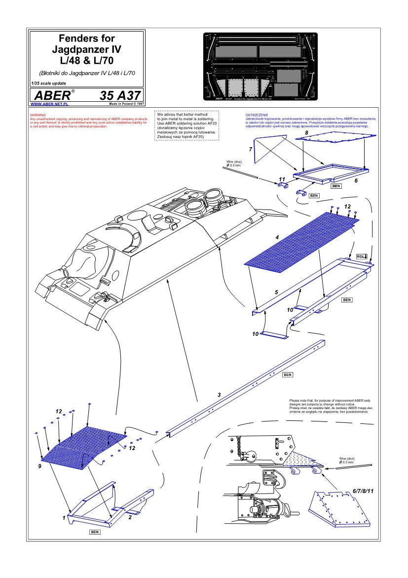 Aber 35A037 Ailes pour Jagdpanzer IV, L/48 et L/70 (1/35) – immagine 4