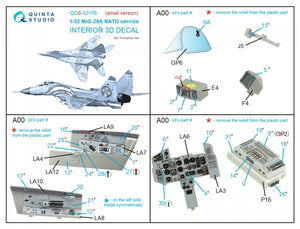 Intérieur imprimé en 3D et coloré sur papier décalcomanie pour MiG-29A OTAN (Trumpeter) de Quinta Studio (référence QDS-32176) (petite version) à l&amp;#39;échelle 1/32 – image 2