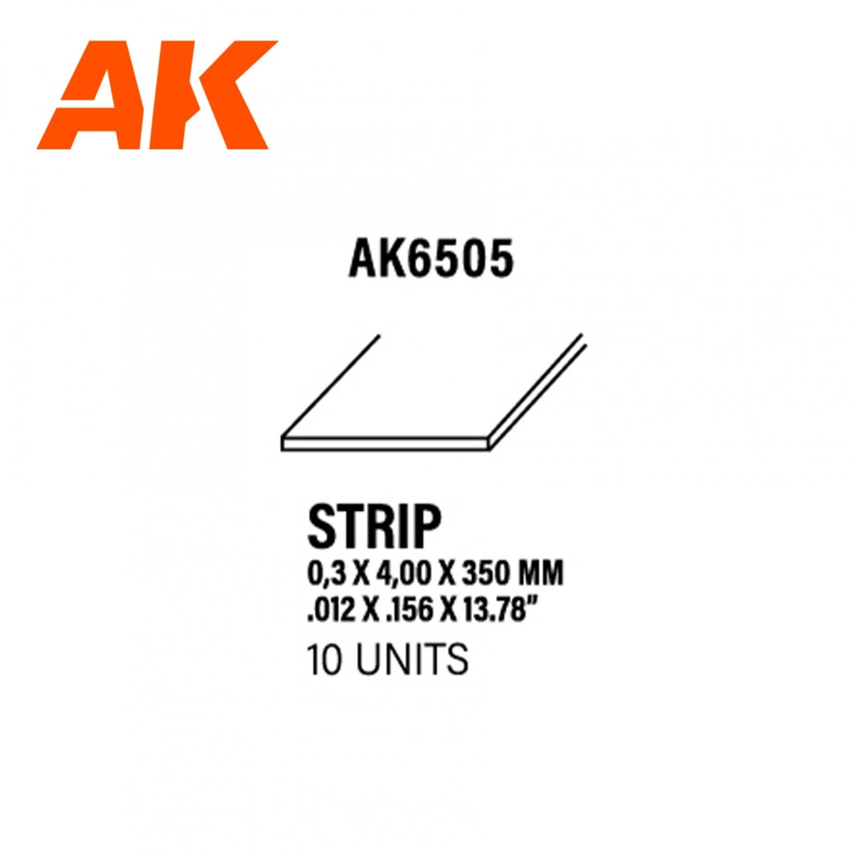 AK Interactive AK6505 BANDES 0,30 X 4,00 X 350MM – BANDE DE STYRÈNE – (10 UNITÉS)