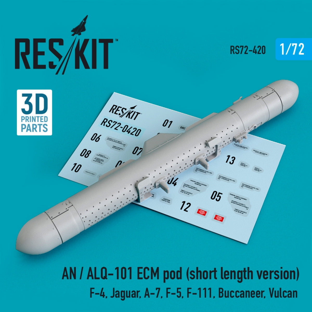 RESKIT RS72-0420 AN / ALQ-101 POD ECM (VERSION COURTE) (IMPRIMÉE EN 3D) 1/72