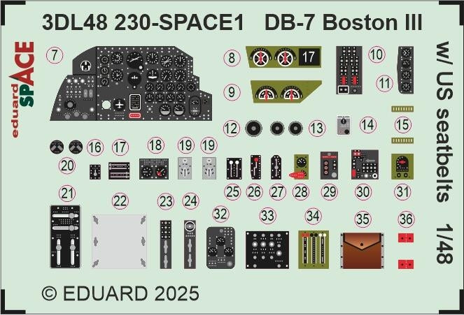 Eduard 3DL48230 DB-7 Boston III avec ceintures de sécurité américaines SPACE HK Models 1/48 – image 3