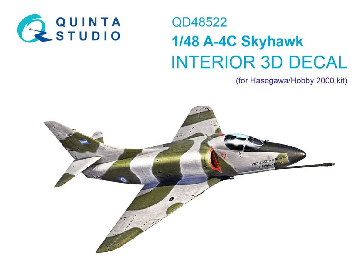 Quinta Studio QD48522 A-4C 3D-Printed &amp; colored Interior on decal paper (Hasegawa/Hobby2000) 1/48