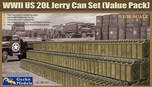 Gecko Models 35GM0036 Coffret de jerricans américains de 20 L de la Seconde Guerre mondiale (Lot économique) 1/35