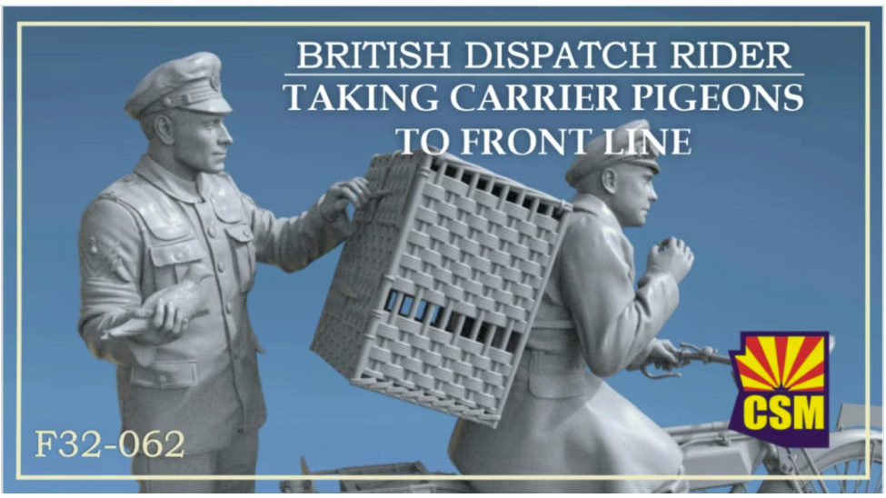 Copper State Models F32-062 Cavalier messager britannique transportant des pigeons voyageurs vers le front 1/32