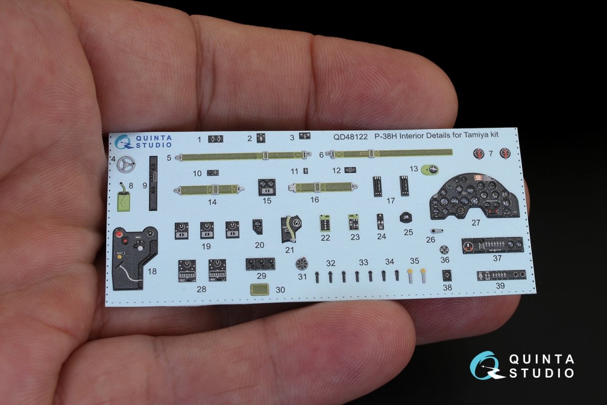 Intérieur imprimé en 3D et coloré sur papier décalcomanie Quinta Studio QD48122 P-38H (pour maquette Tamiya) 1/48 – image 5