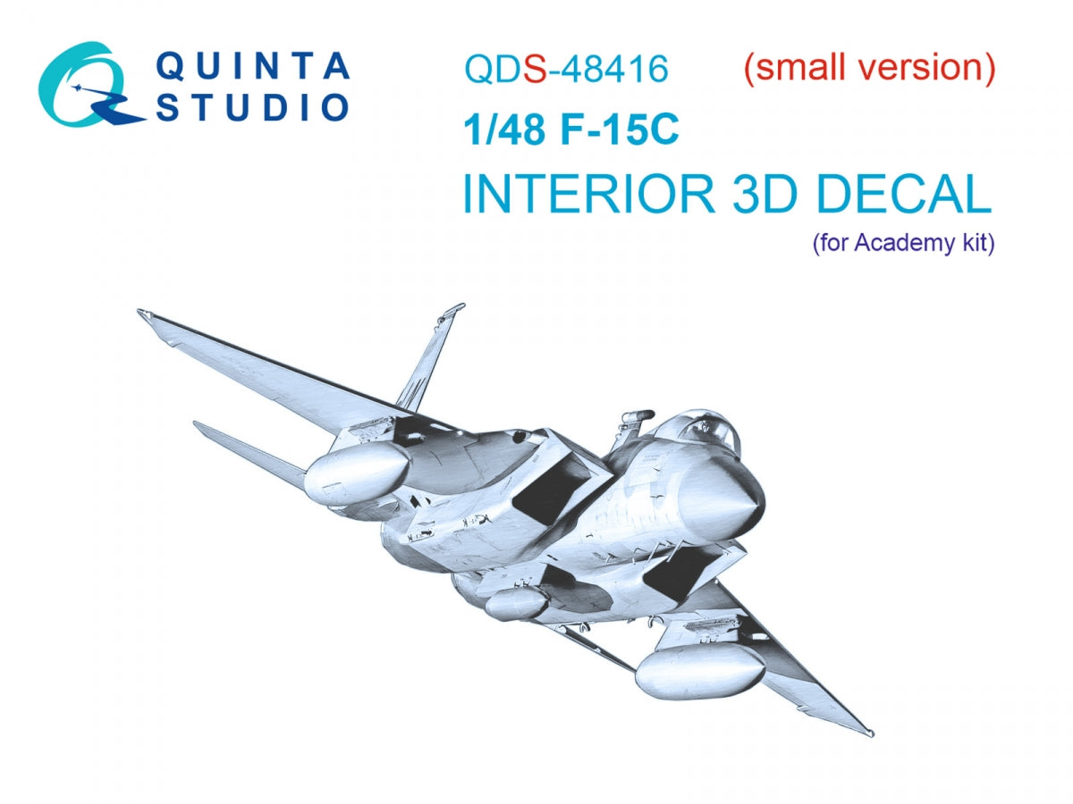 Intérieur coloré imprimé en 3D pour F-15C de Quinta Studio QDS-48416 sur papier décalcomanie (Academy) (Petite version) 1/48