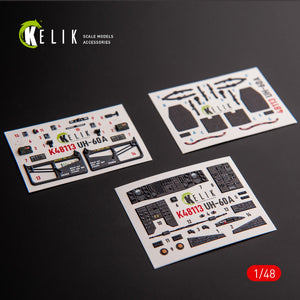 KELIK K48113 UH-60A Black Hawk - Décalcomanies 3D intérieures de type 1 pour kit ICM au 1/48