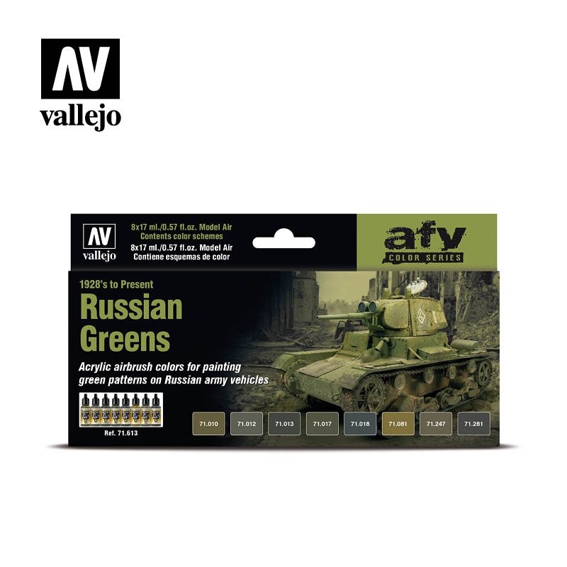 Vallejo 71613 SRussian Greens (1928 à aujourd&amp;#39;hui) 8 x 17 ml