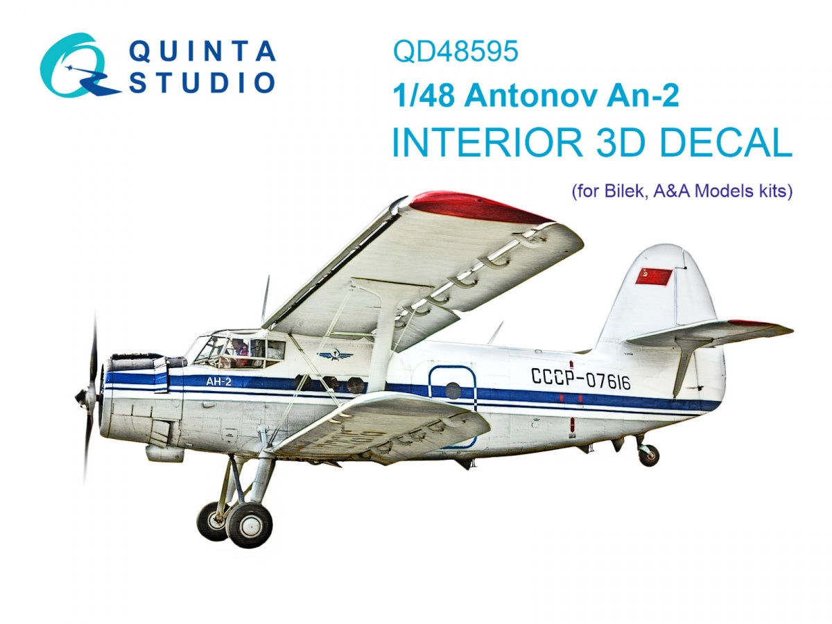 Intérieur imprimé en 3D et coloré sur papier décalcomanie (Bilek) pour Antonov An-2 Colt (Quinta Studio QD48595) à l'échelle 1/48