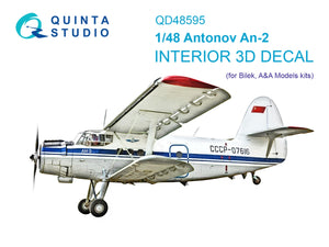 Intérieur imprimé en 3D et coloré sur papier décalcomanie (Bilek) pour Antonov An-2 Colt (Quinta Studio QD48595) à l&amp;#39;échelle 1/48