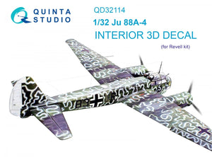 Intérieur imprimé en 3D et coloré sur papier décalcomanie (Revell) Quinta Studio QD32114 Ju 88A-4 1/32